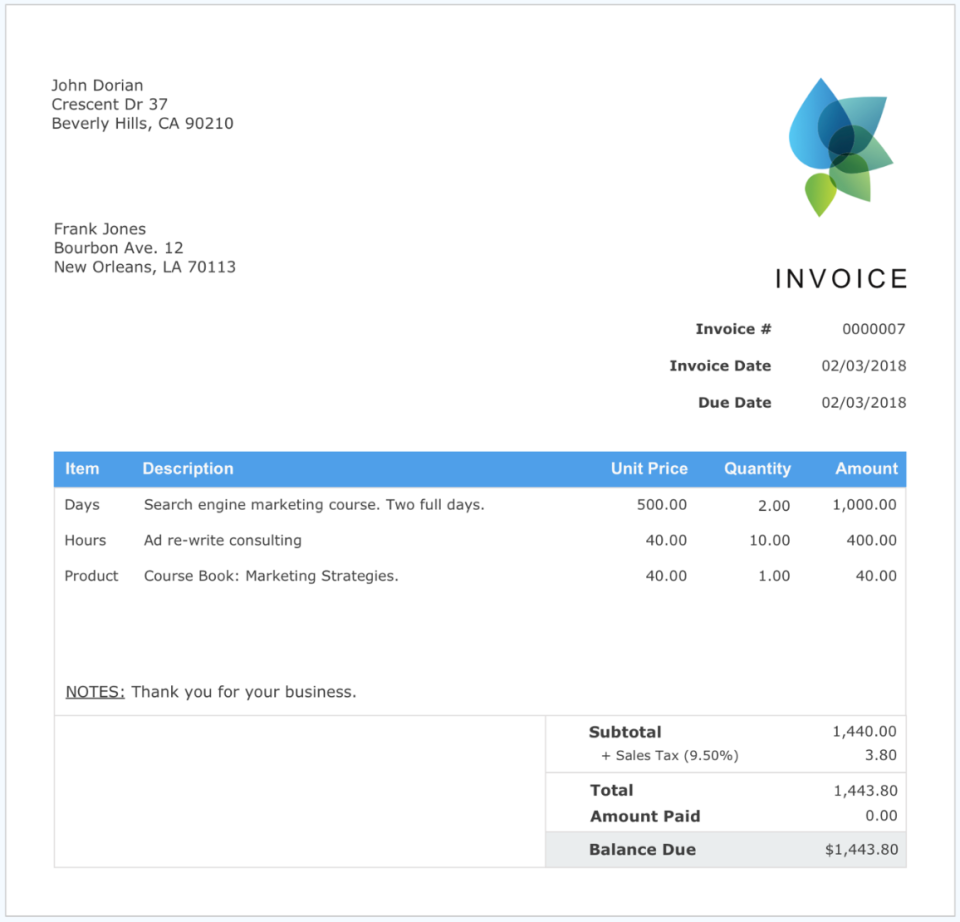 screenshot of Ayanx Small Business Accounting